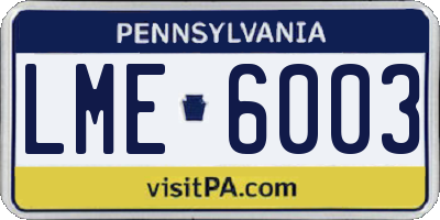 PA license plate LME6003