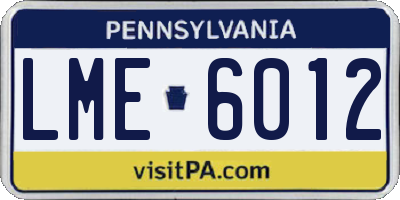 PA license plate LME6012