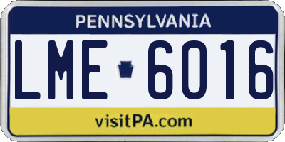 PA license plate LME6016