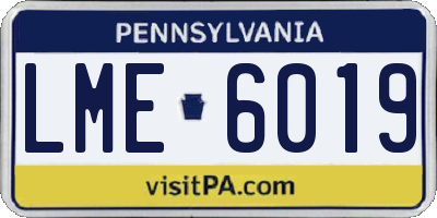 PA license plate LME6019