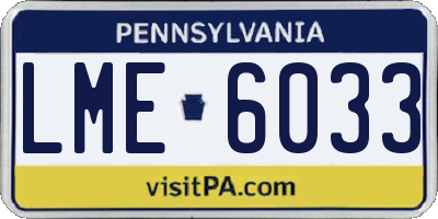 PA license plate LME6033