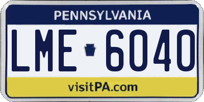 PA license plate LME6040