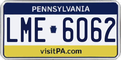 PA license plate LME6062