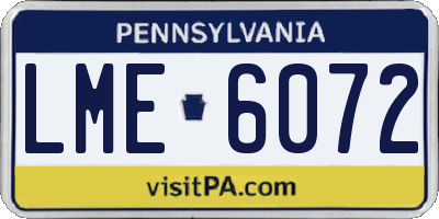 PA license plate LME6072