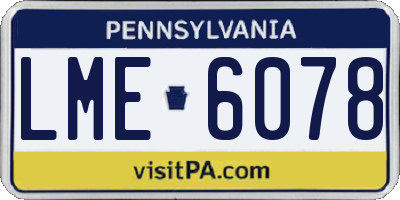PA license plate LME6078