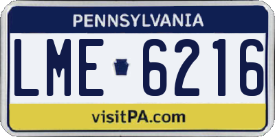 PA license plate LME6216