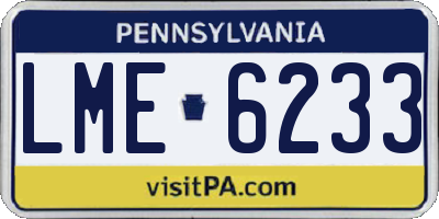 PA license plate LME6233