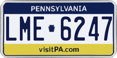 PA license plate LME6247