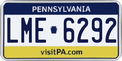 PA license plate LME6292