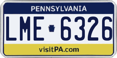 PA license plate LME6326