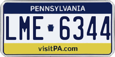 PA license plate LME6344