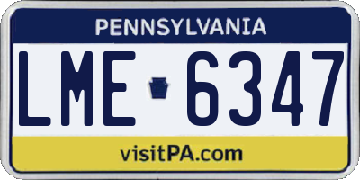 PA license plate LME6347