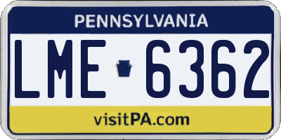 PA license plate LME6362