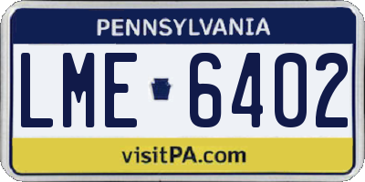 PA license plate LME6402