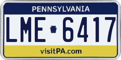 PA license plate LME6417