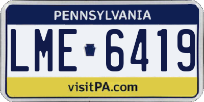 PA license plate LME6419