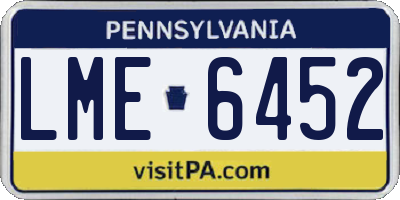 PA license plate LME6452