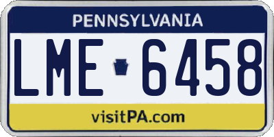 PA license plate LME6458