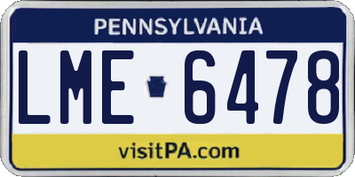 PA license plate LME6478