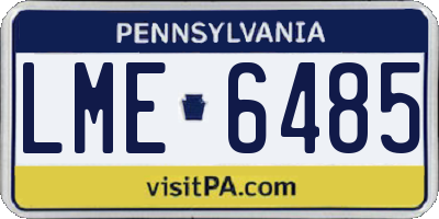 PA license plate LME6485