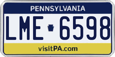 PA license plate LME6598