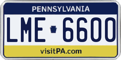 PA license plate LME6600