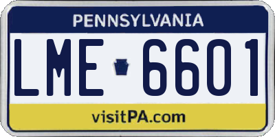 PA license plate LME6601