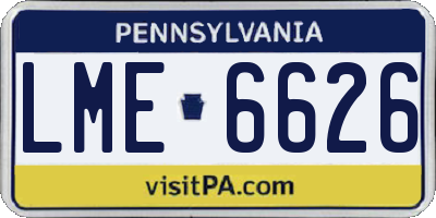 PA license plate LME6626