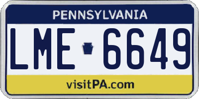 PA license plate LME6649