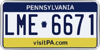 PA license plate LME6671