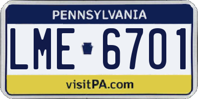 PA license plate LME6701