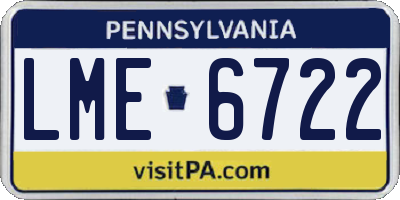 PA license plate LME6722