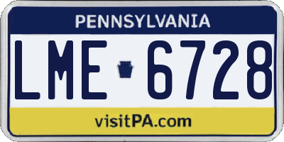 PA license plate LME6728