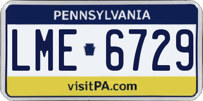 PA license plate LME6729