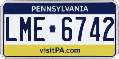PA license plate LME6742