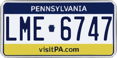 PA license plate LME6747