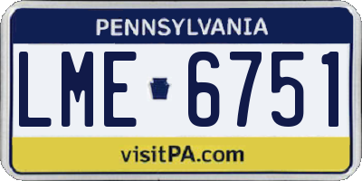PA license plate LME6751