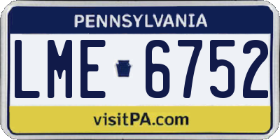PA license plate LME6752