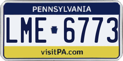 PA license plate LME6773