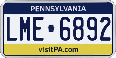 PA license plate LME6892