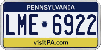 PA license plate LME6922