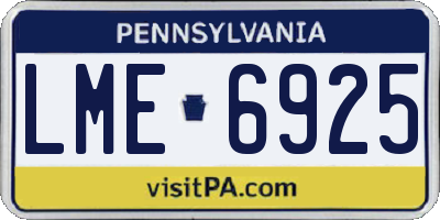 PA license plate LME6925