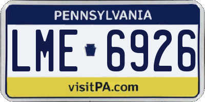 PA license plate LME6926