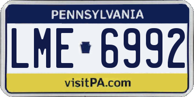 PA license plate LME6992