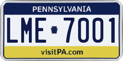PA license plate LME7001