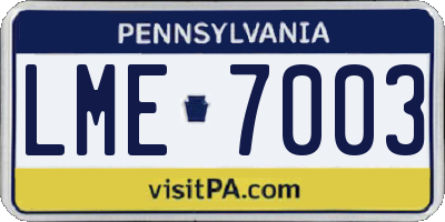 PA license plate LME7003