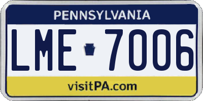 PA license plate LME7006