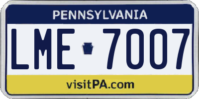 PA license plate LME7007