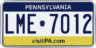 PA license plate LME7012