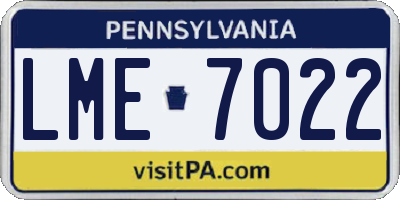 PA license plate LME7022